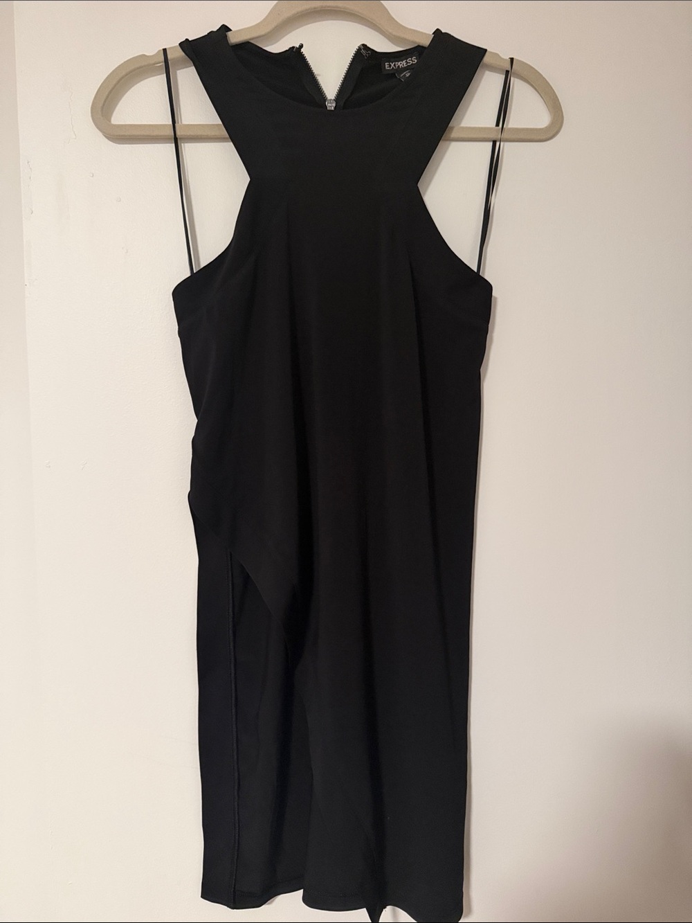Express Black Sleeveless Mini Dress with High Neck
